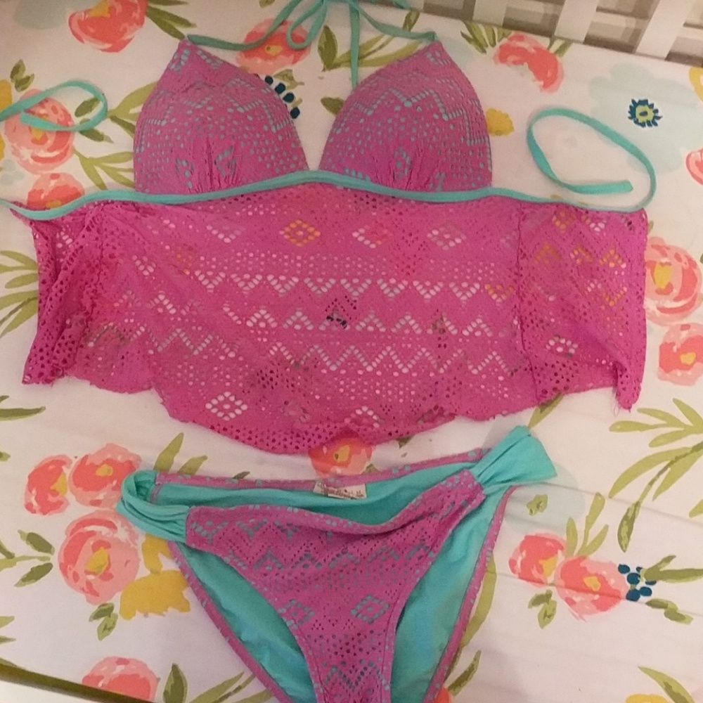 Lacy bikini top and bottom